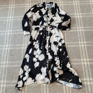 Topshop floral channeled waist printed maxi shirt dress